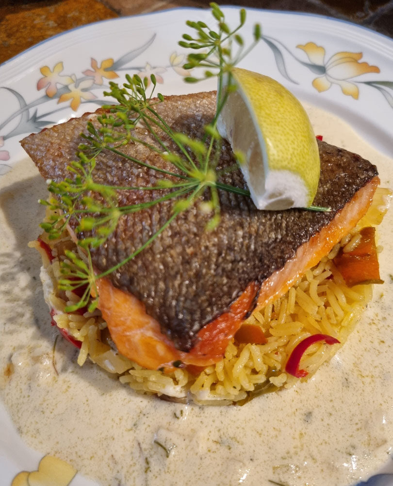 les Chênes Rouges Table dhotes Castelnaud Milandes Perigord Noir poisson truite périgord